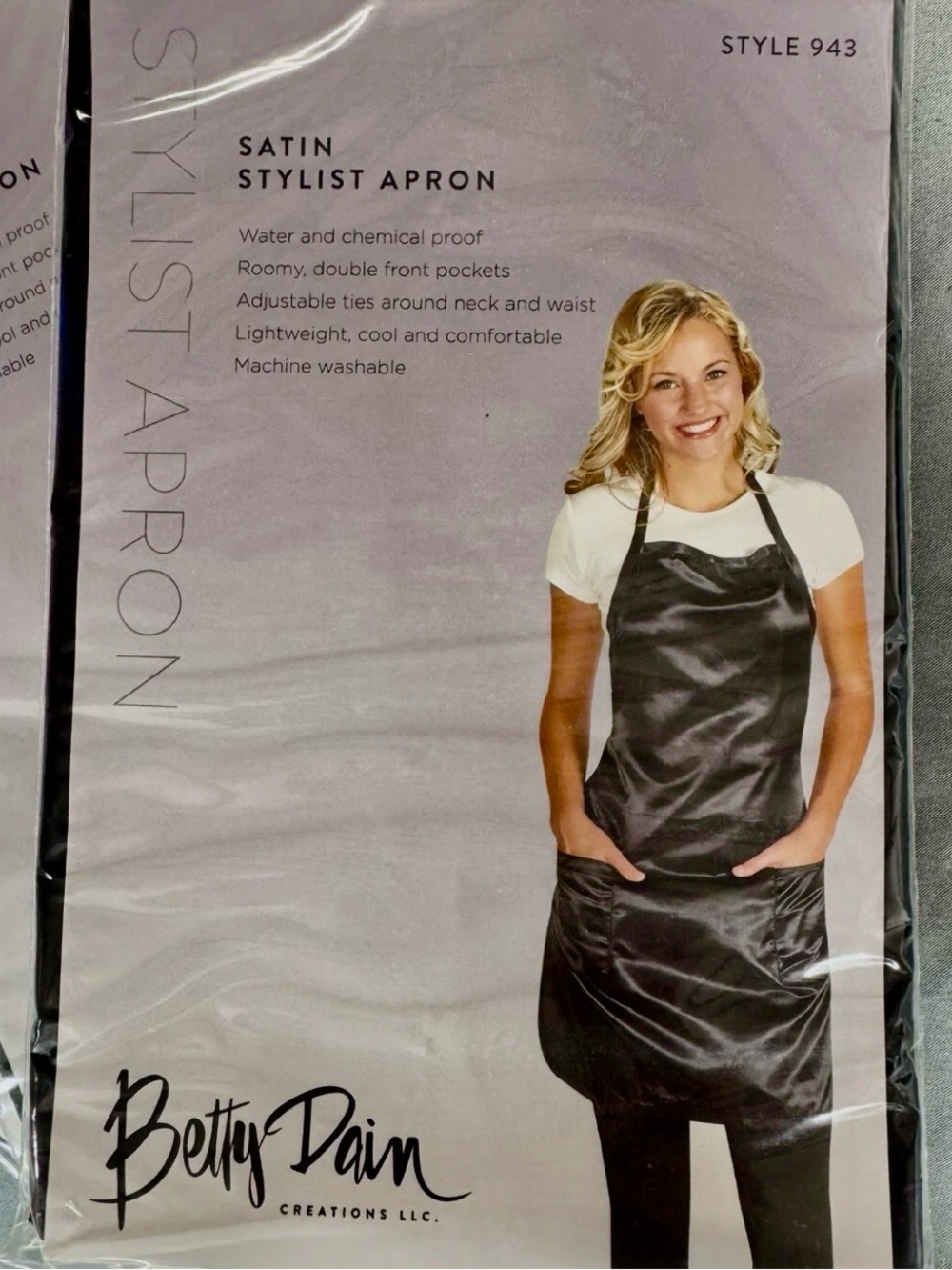 Betty Dain Satin Stylist Apron in Black NWT